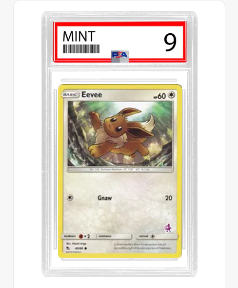 PSA 9 Eevee (Mewtwo Stamp) 49/68 - Battle Academy - Slab - ENG