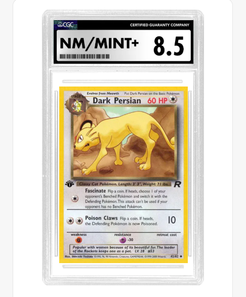 CGC 8.5 Dark Persian 42/82 - 1st Edition - Team Rocket - Slab - ENG