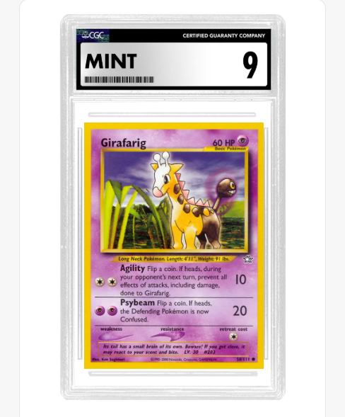 CGC 9 Girafarig 58/111 - Neo Genesis - Slab - ENG