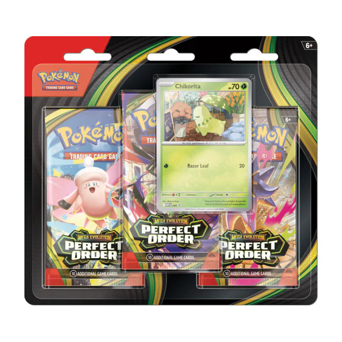 Pokémon TCG: Mega Evolutions - Perfect Order 3 Pack Blister - Chikorita Promo