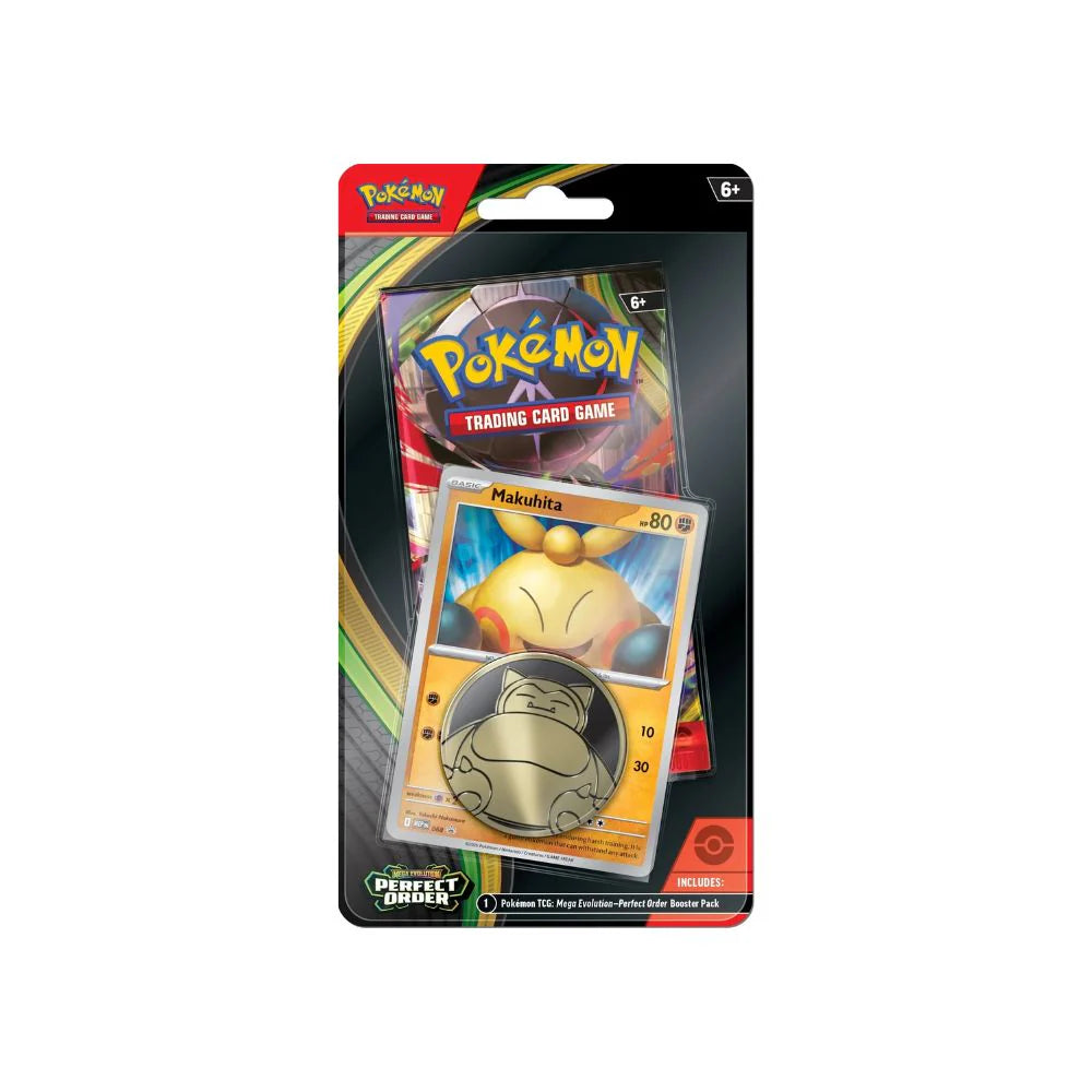 Pokémon TCG: Mega Evolutions - Perfect Order Checklane Blister - Makuhita Promo + Snorlax Coin