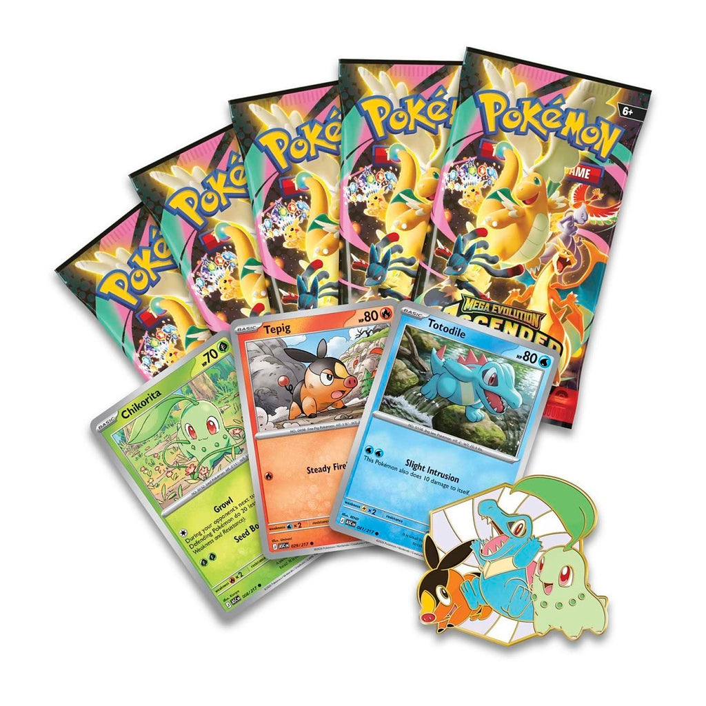 Pokémon TCG: Mega Evolution - Ascended Heroes - First Partners Deluxe Pin Collection (Chikorita, Tepig & Totodile)