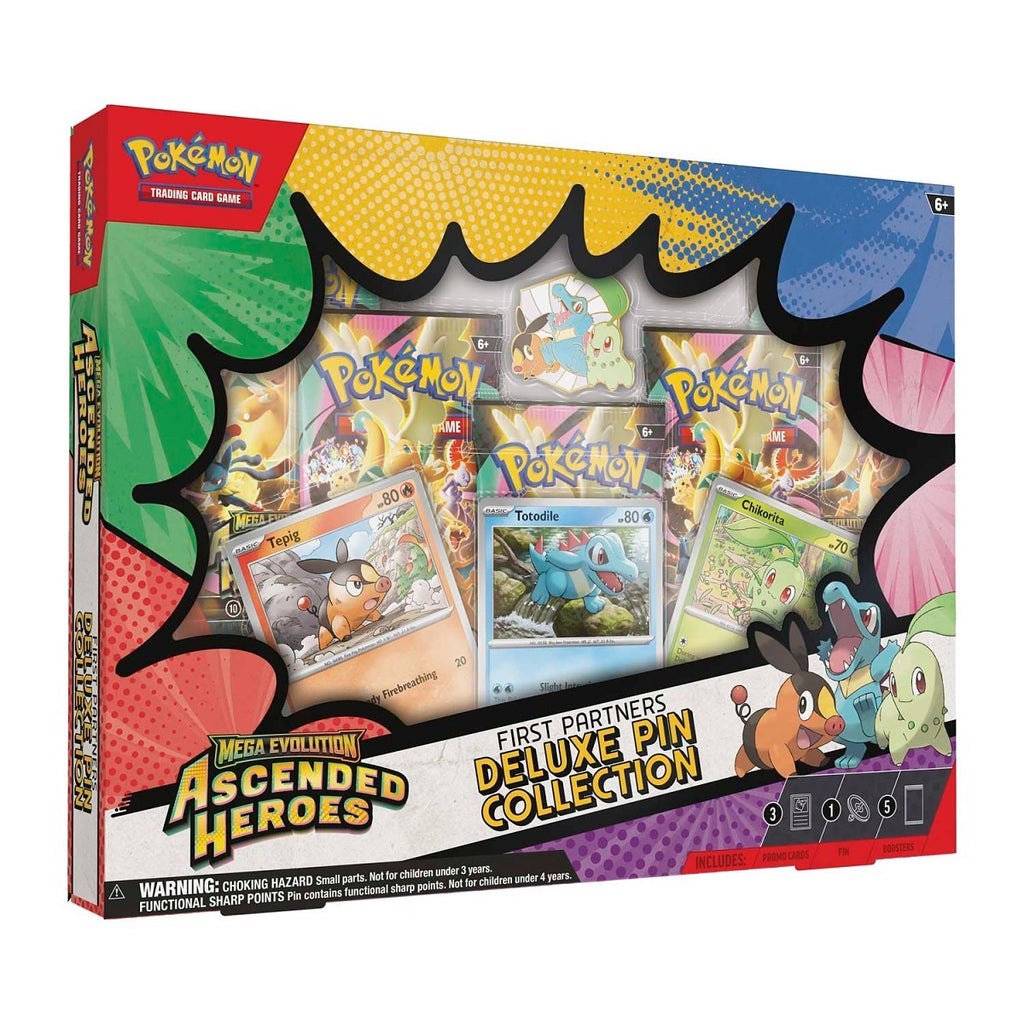 Pokémon TCG: Mega Evolution - Ascended Heroes - First Partners Deluxe Pin Collection (Chikorita, Tepig & Totodile)