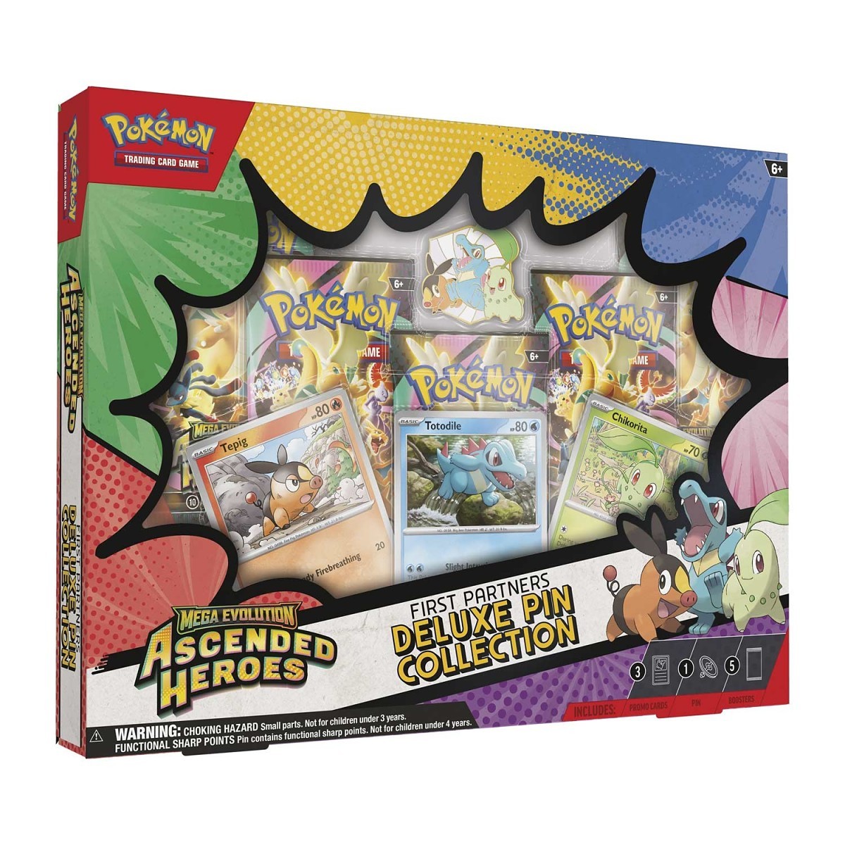 Pokémon TCG: Mega Evolution - Ascended Heroes - First Partners Deluxe Pin Collection (Chikorita, Tepig & Totodile)