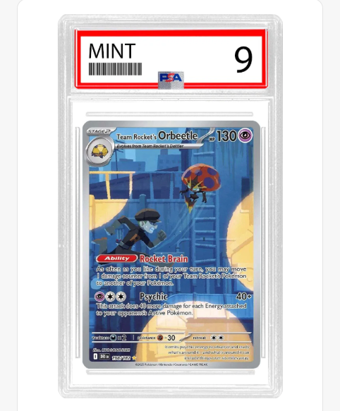 PSA 9 Mint Team Rocket's Orbeetle IR 198/182 - Destined Rivals - Slab - ENG