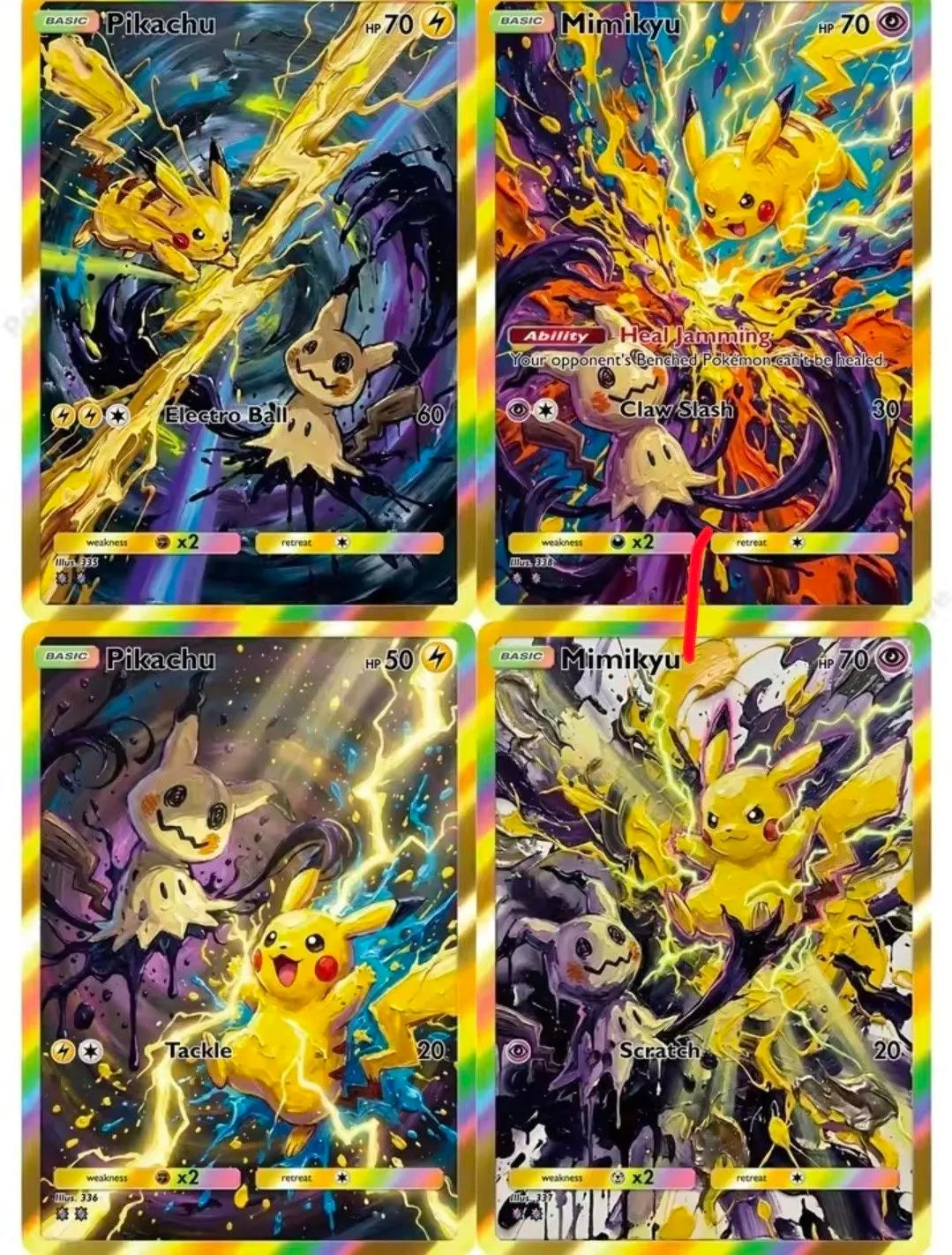 Fan Art Card Set - Pokémon - Shadow & Spark by Vandalized Vintage - Pikachu VS Mimikyu